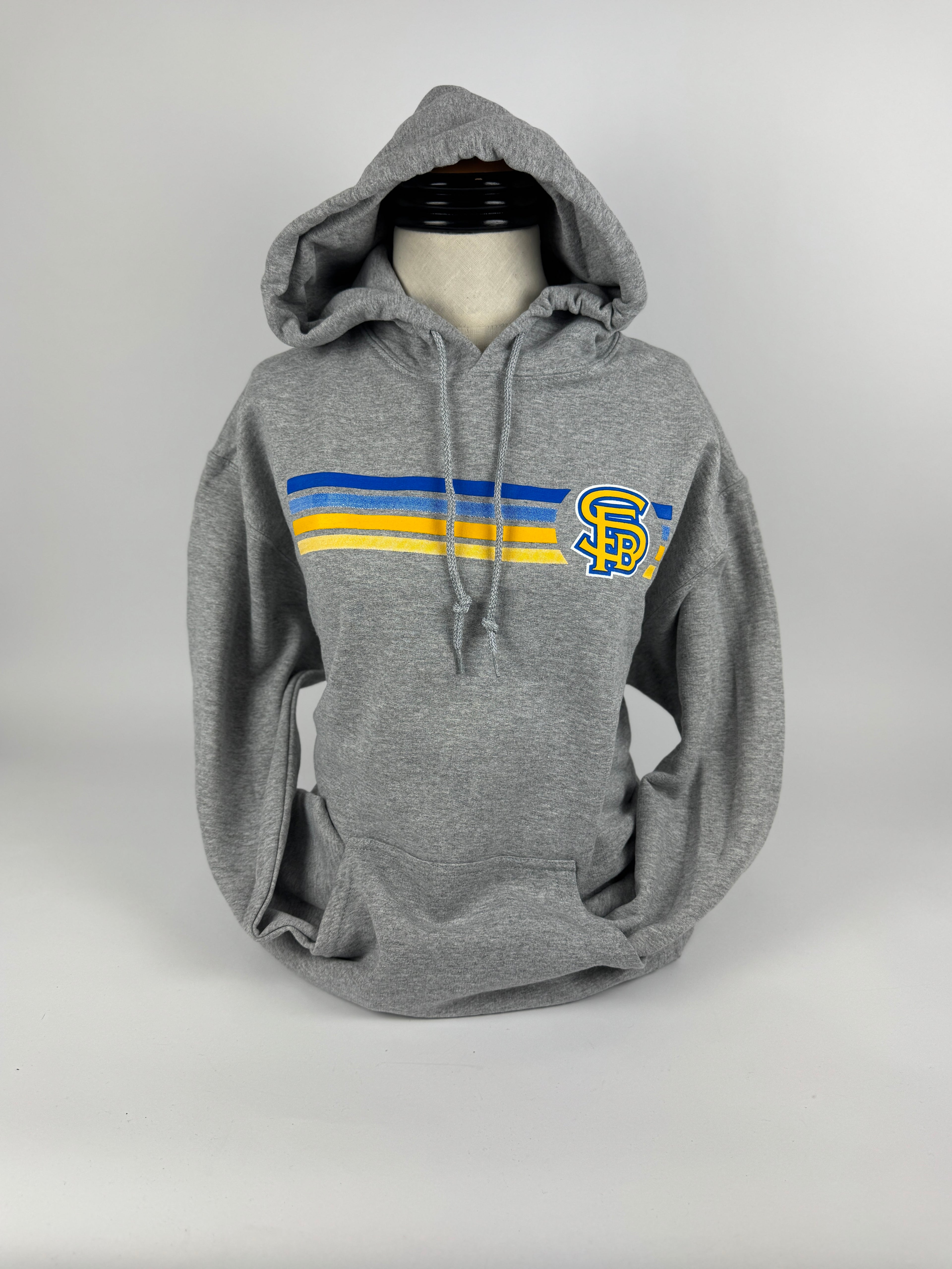 Hoodie-Borgia Auction Stripes- Gray